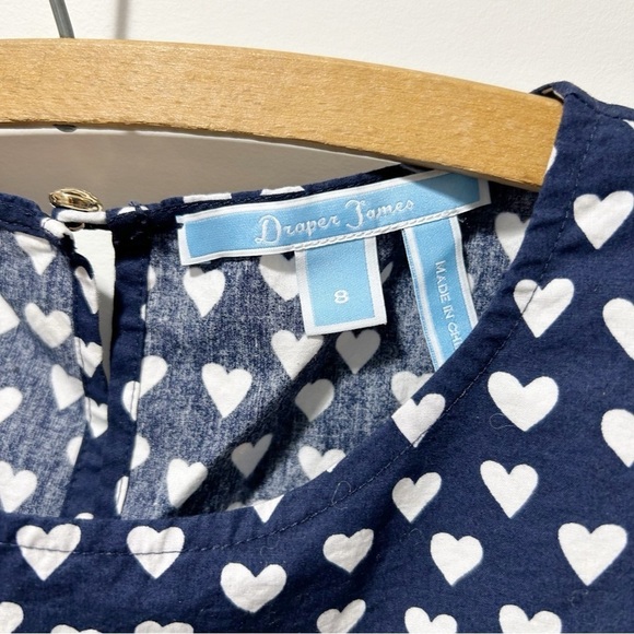 Draper James Blue White Hearts Cloister Blouse Size 8 Flutter Sleeves - Picture 8 of 16